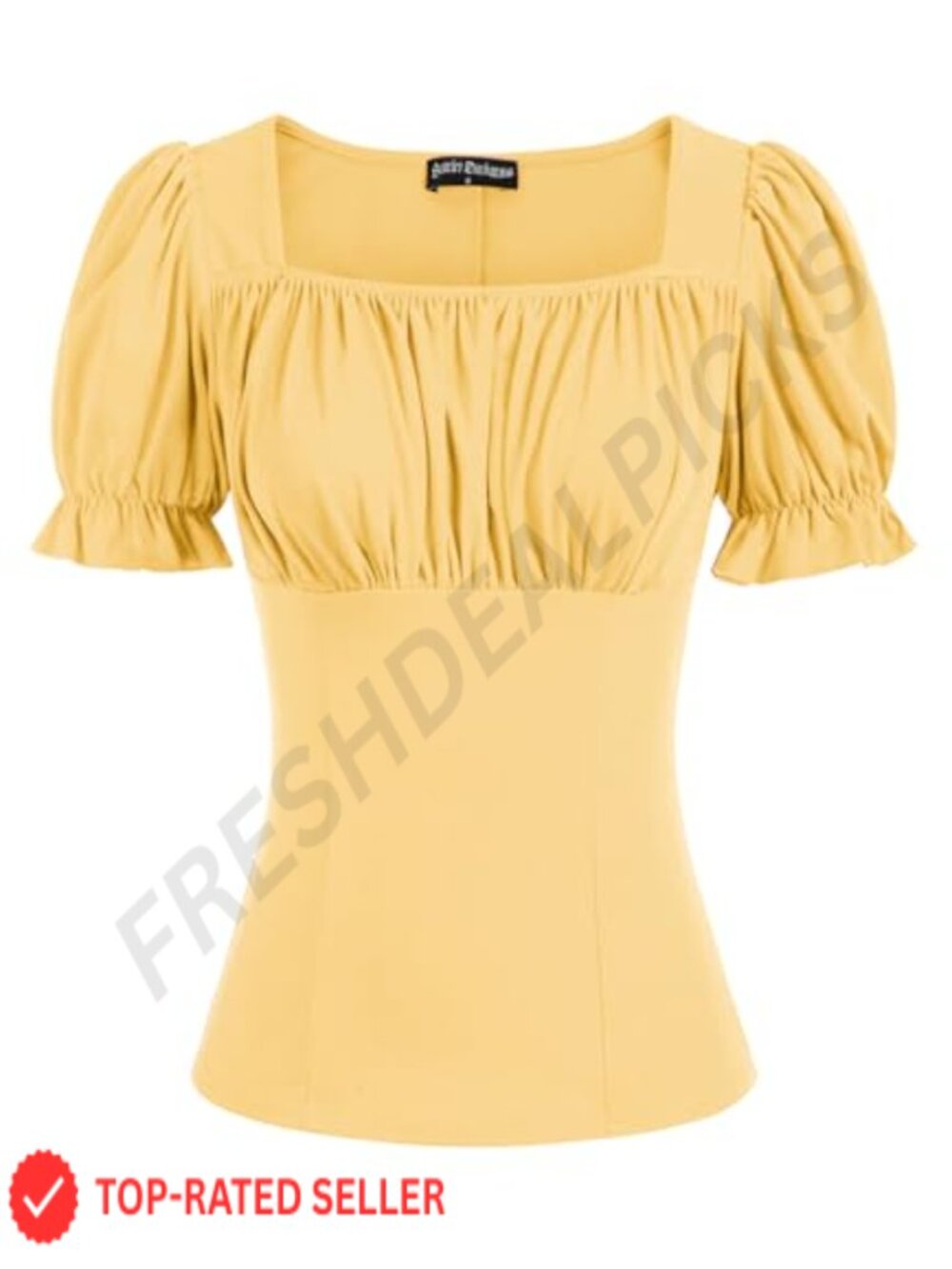 Puff Sleeve Peasant Blouse Square Neck Renaissance Top